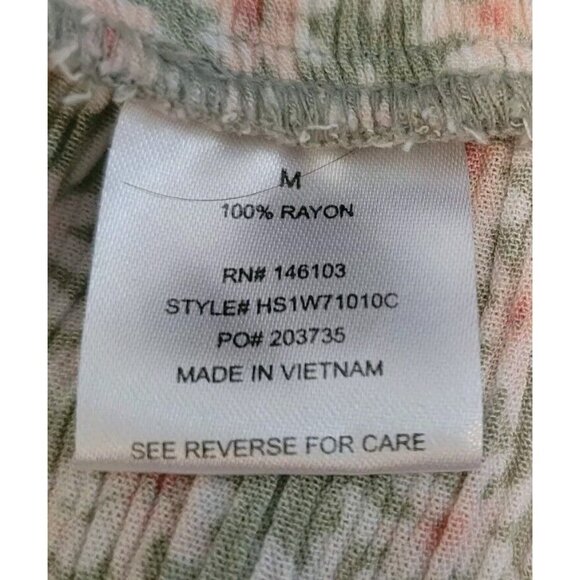 Hippie Rose Juniors Floral Skirt M Ruffle Hem Sage Green Pink Flowers Rayon - Picture 5 of 5